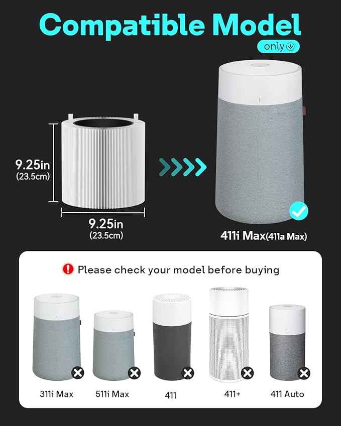 Leemone 2 Pack 411i Max & 411a Max Replacement Filter Compatible with Blueair Blue Pure 411i Max & 411a Max Air Purifier, Blue Pure F4MAX, Activated Carbon Filter
