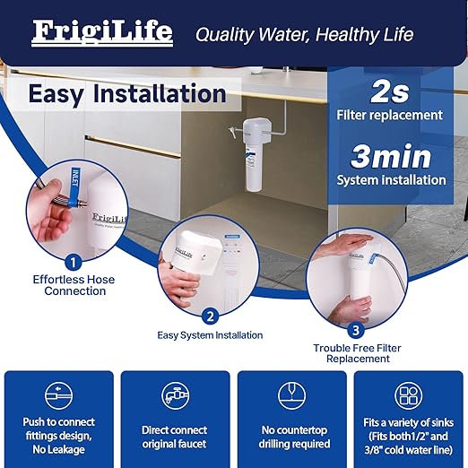 Under Sink Water Filter System, 22K Gallons Ultra High Capacity, Under Counter Direct Connect Kitchen Drinking Faucet, Removes Lead, Chlorine, Bad Taste & Odor NSF/ANSI 42 Certified USA Tech