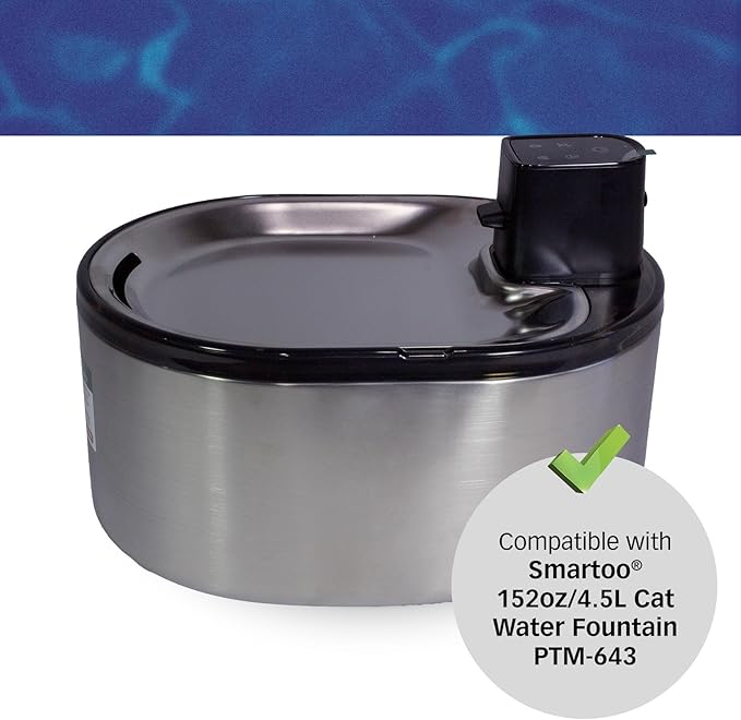 PET STANDARD Replacement Water Filter & 12 Pack Pre-Filter Sponges Compatible with Smartoo 152oz/4.5L Automatic Cat Fountain PTM-643, Pack of 12