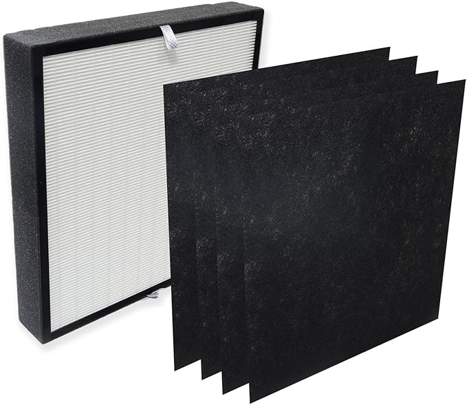PUREBURG Replacement True HEPA Filter Set Compatible with Alen A350 and A375 Air Purifiers, Part No. BF25A (Also Compatible BF15A),H13 Activated carbon Air Clean Dust VOCs Odor,1+4 Pre-Filters