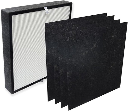 PUREBURG Replacement True HEPA Filter Set Compatible with Alen A350 and A375 Air Purifiers, Part No. BF25A (Also Compatible BF15A),H13 Activated carbon Air Clean Dust VOCs Odor,1+4 Pre-Filters