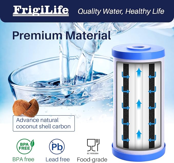 FXHTC 5 Micron 10" x 4.5" Whole House Sediment Activated Carbon Water Filter Replacement for GE FXHTC, GXWH40L, GXWH35F, GNWH38S, RFC-BBSA, W50PEHD, DuPont WFHD13001, 3 PACK