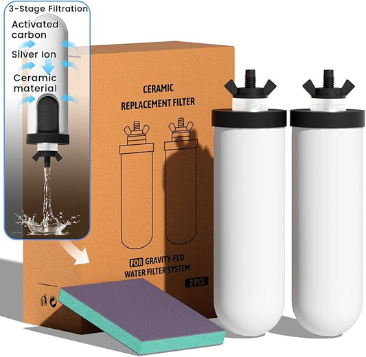 8.46-Inch 3-Stage Filtration Ceramic Purification Elements NSF/ANSI 42&372 Certified,Replacement for Berkey® ProOne® Ceramic Filter BB9-2® or Berkey® Big+ Gravity Water Filter System (2 Pack)