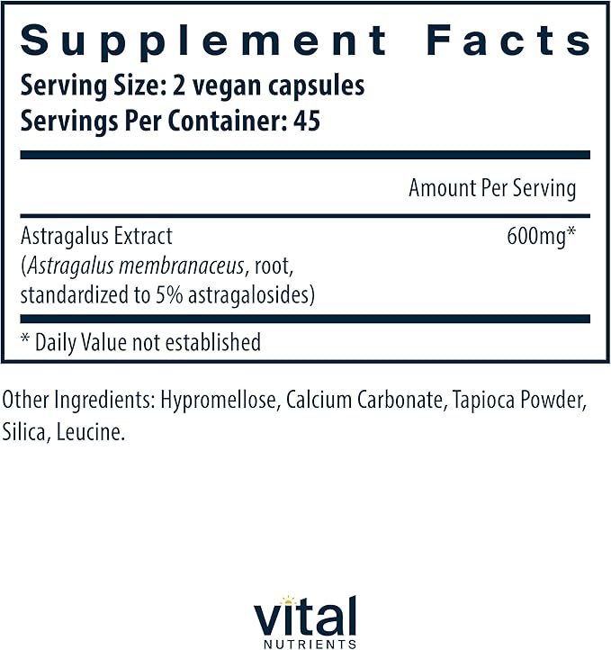 Vital Nutrients - Astragalus Root Extract - Vegan Formula - Herbal Support for The Immune System - 90 Vegetarian Capsules per Bottle - 300 mg