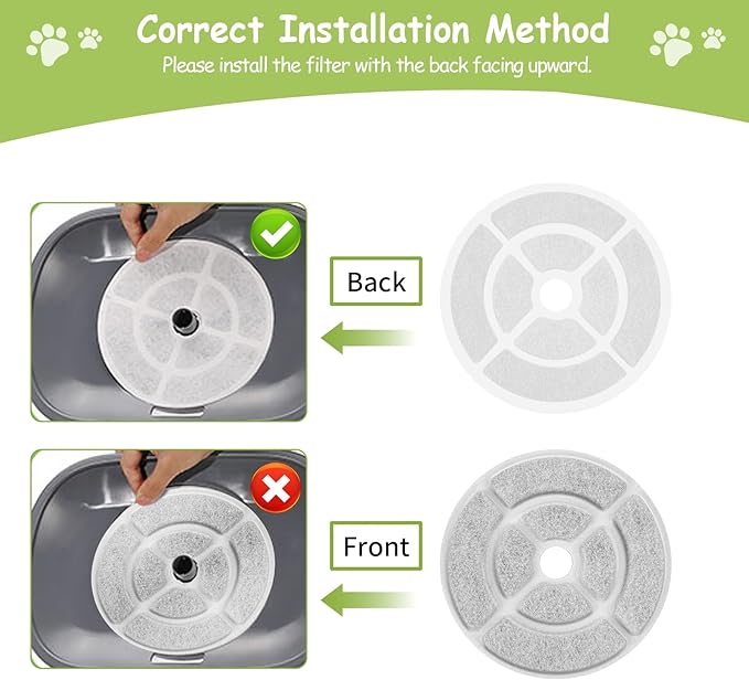 12 Pack 7" Activated Carbon Filters for SIBAYS 2.5Gal/9.5L Large Cat Water Fountain(FS68),18CM Larger Filter for Kastty 9L Large Dog Water Fountain,Food Grade,4 Layers Filtration,12 + 12 Pump Filters