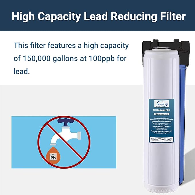 iSpring F3WGB32BPB 4.5” x 20” 3-Stage Whole House Water Filter Replacement Pack w/Sediment, Carbon Block, and US-Made Lead Reducing Cartridges, Fits WGB32B-PB