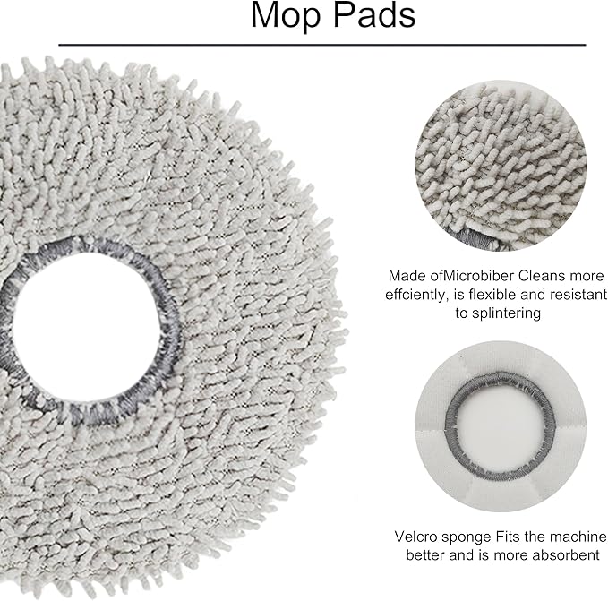 25-Piece Replacement Parts Kit for Eureka J15 Pro Ultra Robot Vacuum and Mop - 2 Main Roller Brushes, 8 Side Brushes, 4 HEPA Filters, 6 Dust Bags, 4 Mop Pads, 1 Ceaning Tool, 3-Month Supply
