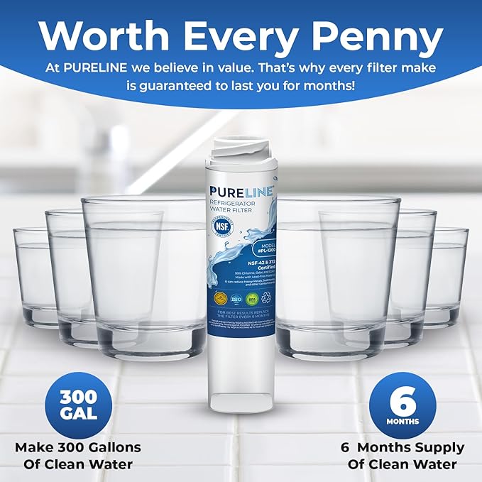 Pureline GSWF Replacement for GE GSWF, Kenmore 46-9914, 469914, 9914, Refrigerator Water Filter - Reduces Bad Taste & Odor