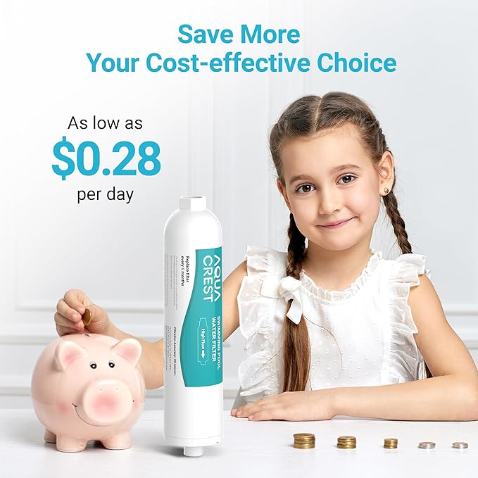 AQUA CREST X-Large RV Water Filter, Garden Hose End Pre Filter for Pool, Hot Tub, Spa, Reduces Chlorine, Heavy Metals and Odor, with Hose Protector, Up to 8,000 Gallons