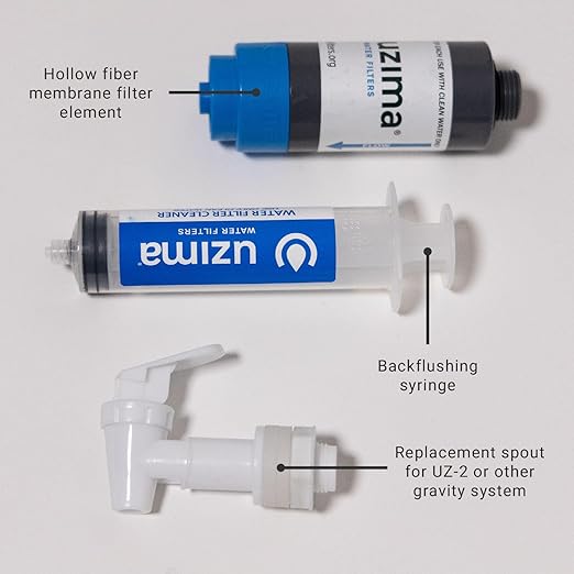 UZ-1 Water Filter Cartridge Replacement for UZ-BP Backpack System and UZ-2 Gravity Water Filtration System- Use as Standalone or as a Gravity Fed Filter Replacement