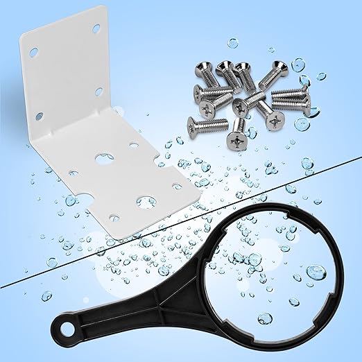 High Capacity 10 x 4.5” Transparent Whole House Water Filter Purifier System with Presser Relief Button 1” Inlet/Outlet Bass Port & Yearly Supply (3) Granular Coconut Shell Activated Carbon Cartridges