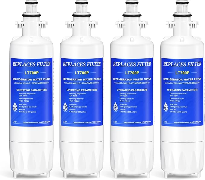 ADQ36006101 Water Filter Replacement Compatible with LG LT700P, LT700PC, ADQ36006102, ADQ36006101-s, Kenmore 9690, 469690, LFXS29766S,4 Pack, By CHOPLO