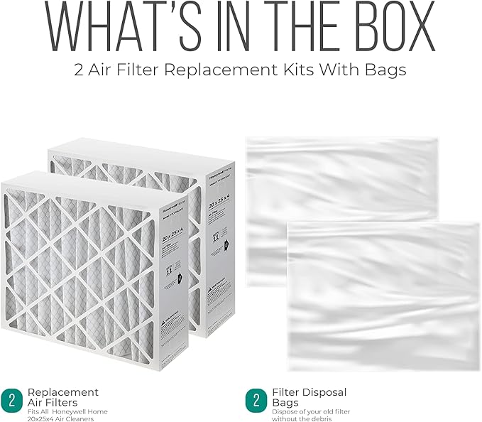 20x25x4 Furnace Filters, FC100A1037 Filter Replacement, Merv 11 Filter Media with Homequip Disposal Bag (2 Pack)
