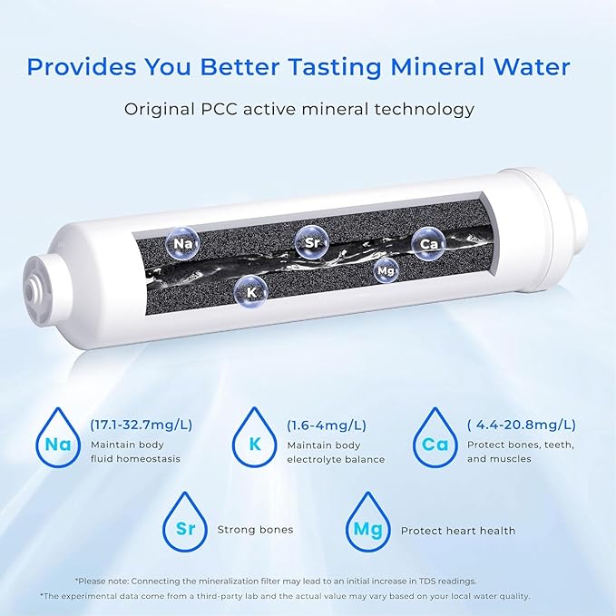 Waterdrop Remineralization Filter WD-MNR35, 1/4" Quick Connect Mineral Filter for Reverse Osmosis System, Restore Essential Minerals for RO System, RO Mineral, Under Sink Water Filtration