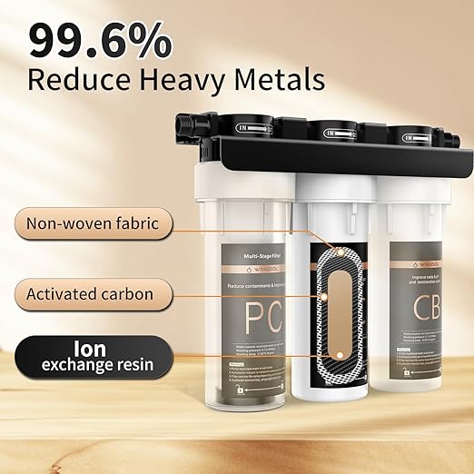 WINGSOL Under Sink Alkaline Water Filter, 10-Layer Water Filter System Reduces Heavy Metals, Chlorine, Sediment, Improves pH and Taste, Remineralization, NSF Certified Sink
