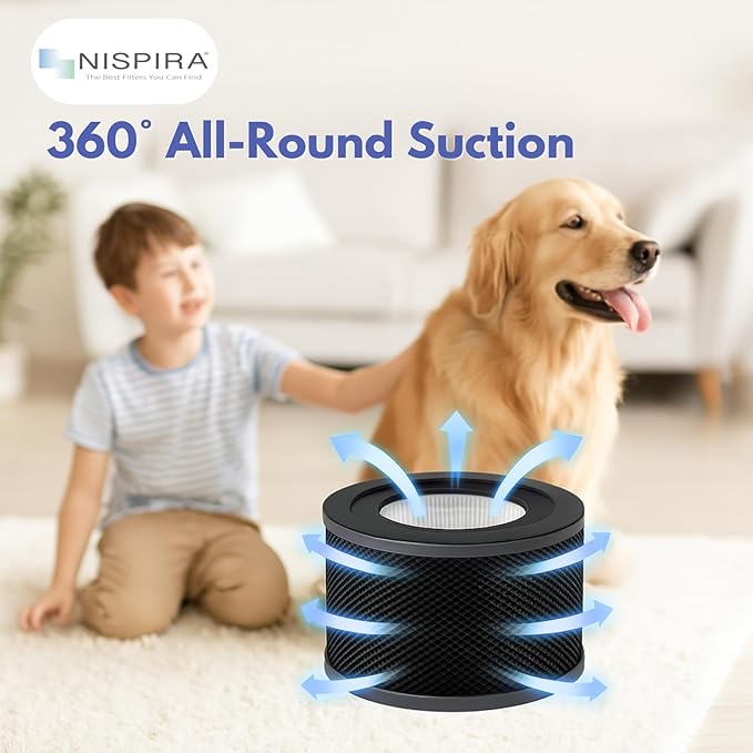 Nispira True HEPA Replacement Filter for Air Purifier, Compatible with Tao Tronics TT-AP001, 1 Pack