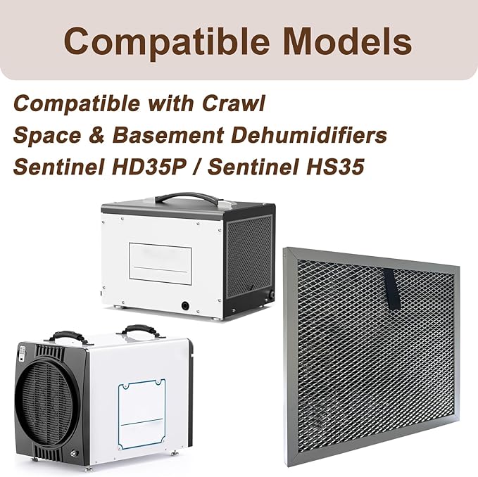 2 Pack HD35P MERV-1 Dehumidifier Filters Compatible with ALORAIR Crawl Space Dehumidifiers Sentinel HD35P & Sentinel HS35, Accessory Part