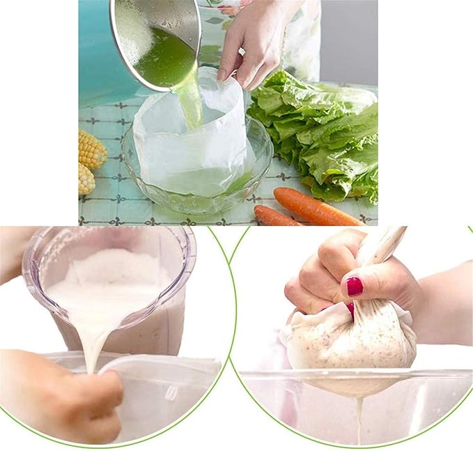 200 Micron Premium Fine Mesh Food Grade Nut Milk Bag for Almond Milk/Soy Milk/Yogurt/Juice - Fine Mesh Nylon Cheesecloth & Cold Brew Coffee Filter, 10" x 12" - Extra thick (1)