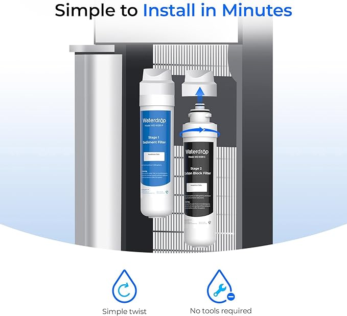 Waterdrop W281 Water Filters for Water Coolers, Replacement for all Avalon® branded Bottleless Water Coolers Filters, 1,500 Gallon Extended Lifespan, More Pure Enjoyment, 4 Count（2 SET)