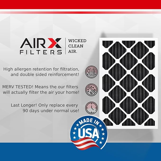 AIRx Filters WICKED CLEAN AIR 25x25x1 Carbon Air Filter Odor Eliminator MERV 8 AC HVAC Furnace Filters 6 Pack