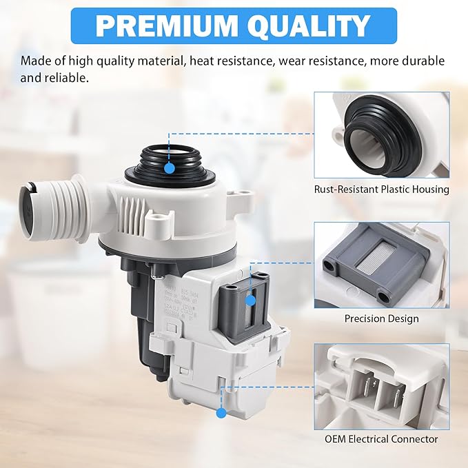 W10919003 W10775446 Washer Drain Pump Assembly Compatible with Whirlpool Kenmore Maytag Crosley Amana Top Load Clothes Washing Machine Replacement Parts AP6038235 EAP11770076 PD00042517 PS11770076