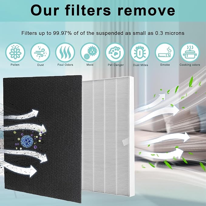 115115 H13 HEPA Replacement Filter A Size 21 - c535 Compatible with Winix Plasma Wave Air Purifier 5300-2, C535, 6300, 5300, 6300-2, P300, AM90, 9000, 5000, 5000B (2+8)
