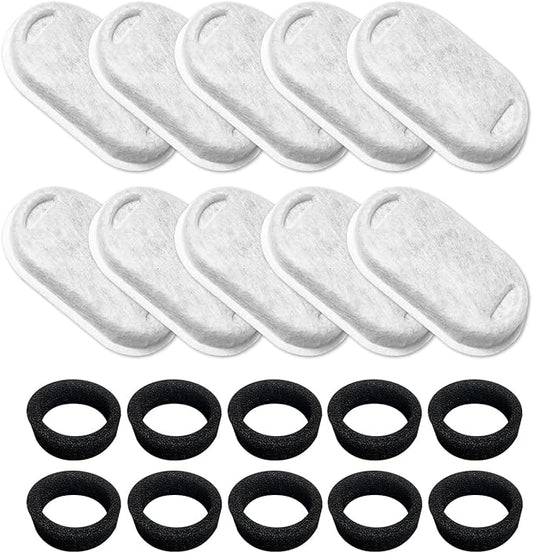10 Pack Cat Water Fountain Filters for 108oz/3.2L & 67oz/2L Stainless Steel, Cat Fountain Filter Replacement(10 Filters & 10Sponges)