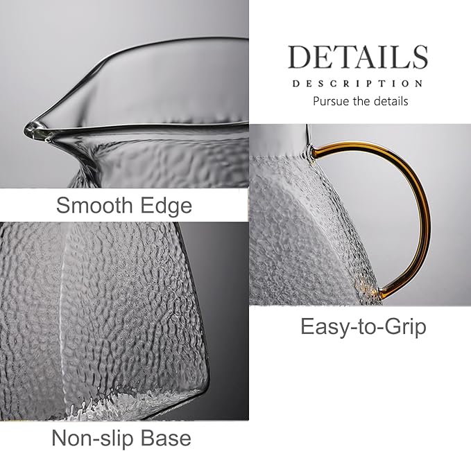 1 Pack 60oz Glass Pitcher With Lids For Fridge, Glass Water Pitchers, Iced Tea Jugs For Fridge, Half Gallon Glass Water Jug For Cold Or Hot Beverages, Water, Sun Tea, Milk