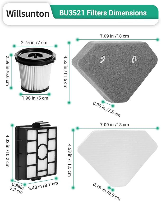 BU3523 BU3521 BU3120 HEPA Filter Replacement for Shark BU3523 Clean Lightweight Cordless Stick Cleaner, for Shark BU3521 Clean and Empty Cordless Stick Vacuum, Auto Empty System