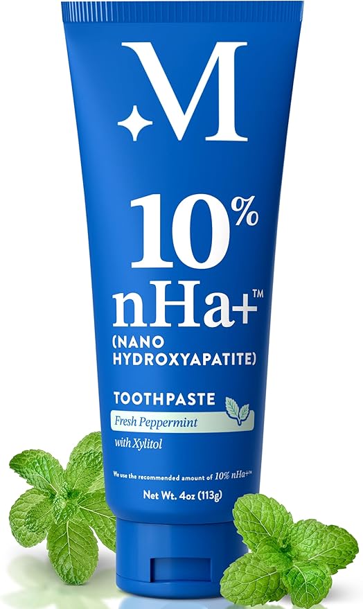 Mouthology 10% Nano Hydroxyapatite Toothpaste (Fluoride Free), Whitening*, Supports Enamel Care*, Appropriate for Sensitive Teeth*, SLS Free, Xylitol nHA Toothpaste for Adults, Mint 4oz (USA Made)