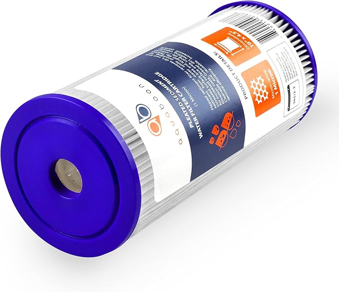 Aquaboon 1 Micron Pleated Water Filter 10 x 4.5 for Whole House Sediment Water Filter Replacement Compatible with Well Filters FXHSC, R50-BBSA (2-PACK)
