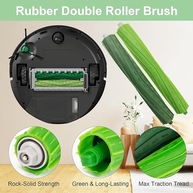 Replacement Part Kit for iRobot Roomba max 705 vac/Plus 504 Vac Vacuum Cleaner, 2 Rubber Brush 8 Filter 8 Side Brushes