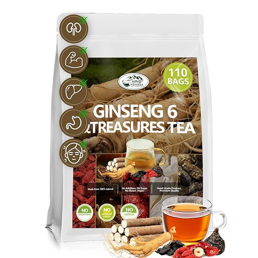 Veyorra Ginseng Six Treasure Tea - Traditional Chinese Herbal Blend, Kidney Tea, Healthy Tea for Men and Women(110Bags)
