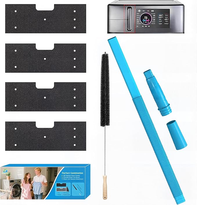 6 Pcs GE Washer Dryer Combo,WH01X35719 Lint Filter replacement with Dryer Vent Cleaner Kit,2025 New Lint Filter for Ge Washer Dryer Filter Sponge,Hand Washable and Reusable,Models: PFQ97HSPVDS