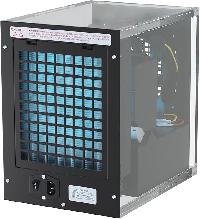 Prolux New Comfort 6 Stage UV, Ozone Generator Air Purifier Cleaner HEPA, Covers 3000 Feet, Acrylic, Home or Commercial Use, Adjustable, Powerful Fan, Portable