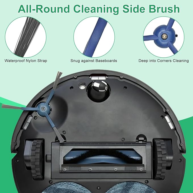 34 Pack for eufy Vacuum Omni C20 Accessories Kit，2 Mainbrush 6 Filter 6 Dust Bag 6 mop pads 6 Sidebrush 1Cleaning Brush 1Screwdriver,6 Sachet