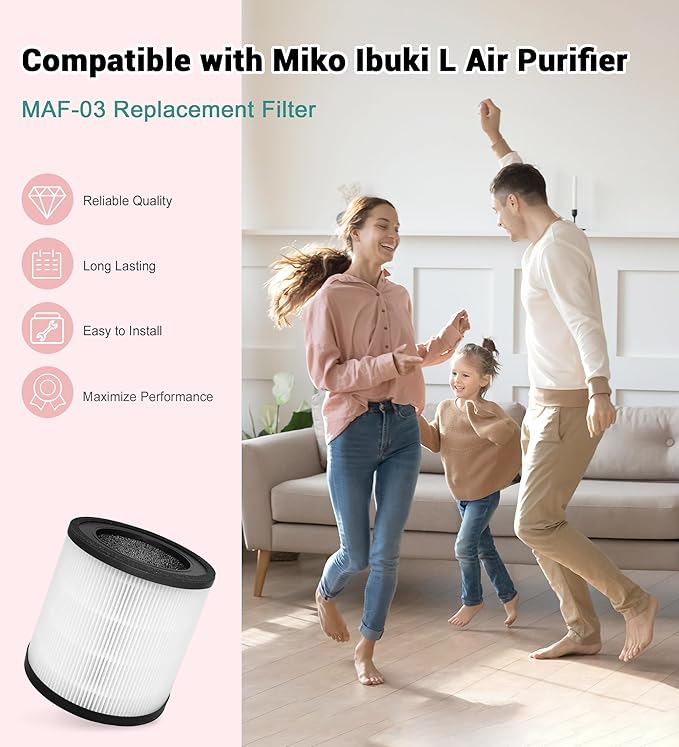 MAF-03 Replacement Filter Compatible with Miko Ibuki L Air purifier MA-03 MA-03CW, 3-Stage Filtration with Activated Carbon, 1 Count
