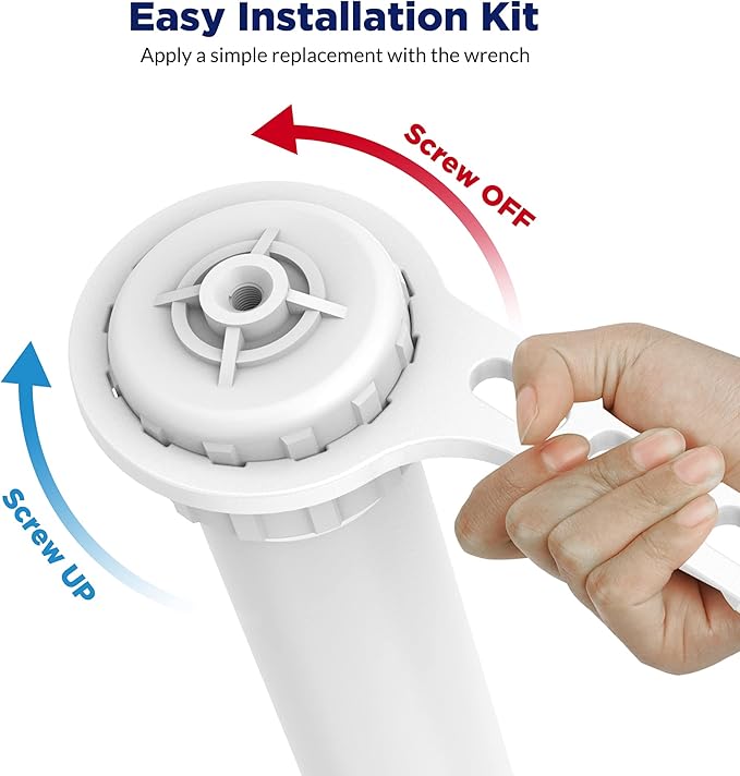 Membrane Solutions 1812/2012 24-150 GPD RO Housing Kit, Reverse Osmosis Membrane Filter Housing Replacement with Elbow Fittings, Housing Wrench, Check Valve