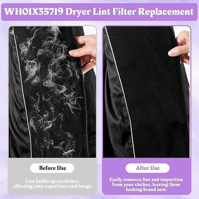 WH01X35719 Lint Filter Compatible with Ge Profile Washer Dryer Combo Foam Filter for PFQ97HSPV0DS Combo Washer Dryer Filter with Lint Brush (1 Long Handled Brush & 1 Full Bristle Brush)- 6 Pack