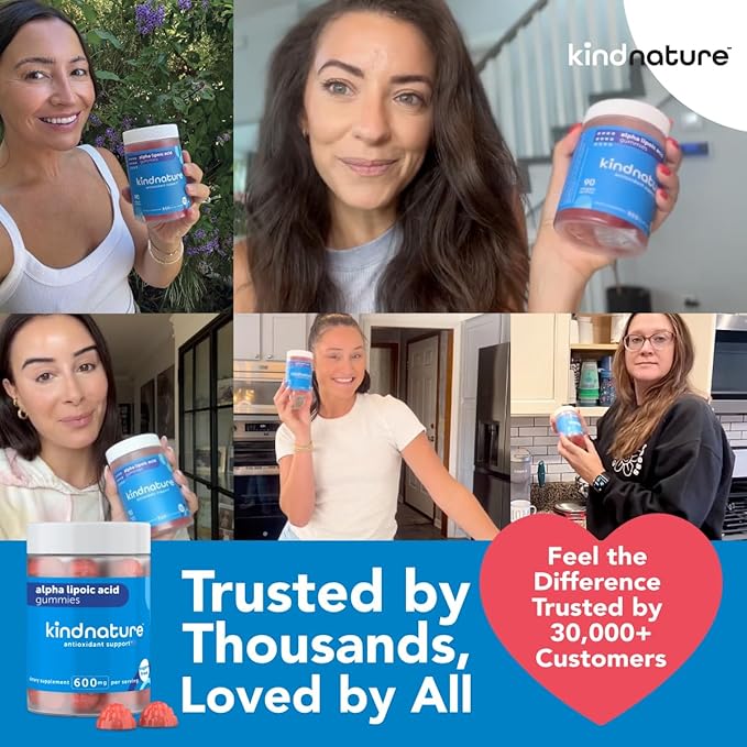 kindnature Alpha Lipoic Acid Gummies - Vegan, Sugar-Free, Low Calorie 600 mg ALA Supplement - Pure ALA Alpha Lipoic Acid 600mg for Antioxidant Support
