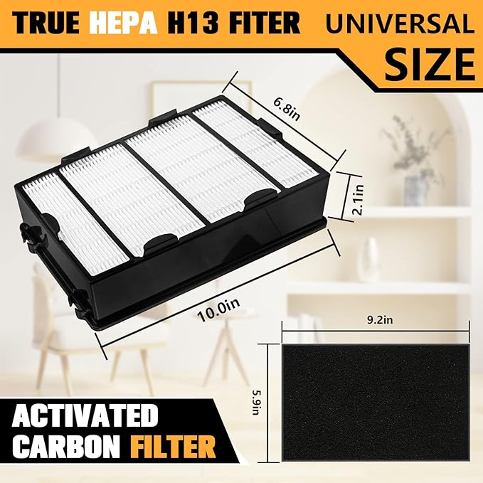 Improvedhand HAPF600 Filter Replacement for Hol-mes Air Purifier Filter B, Replace HAPF600D, HAP615, HAP625, HAP650, HAPF600D-U3, HAP725, HAP750, 106773, 4 HEPA filters and 4 carbon pre-filters