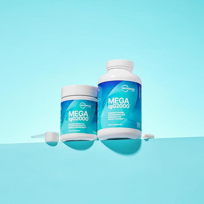 Microbiome Labs Mega IgG2000 Gut Health Powder for Women, Men & Kids 2+ - IgG Immunoglobulin Supplement for Digestive Health Support - Dairy-Free Bovine Colostrum Supplement Alternative (2.1 Ounces)