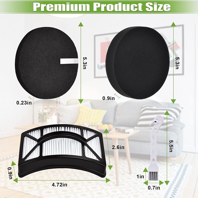 Filter Replacement for Bissell CleanView 2492 2488 2486 2494 2487 2492 2491 2484 PowerClean Rewind Pet Vacuum, 4 Foam + Felt + 2 HEPA Filters, Part 1604130 & 1601972 & 1608225