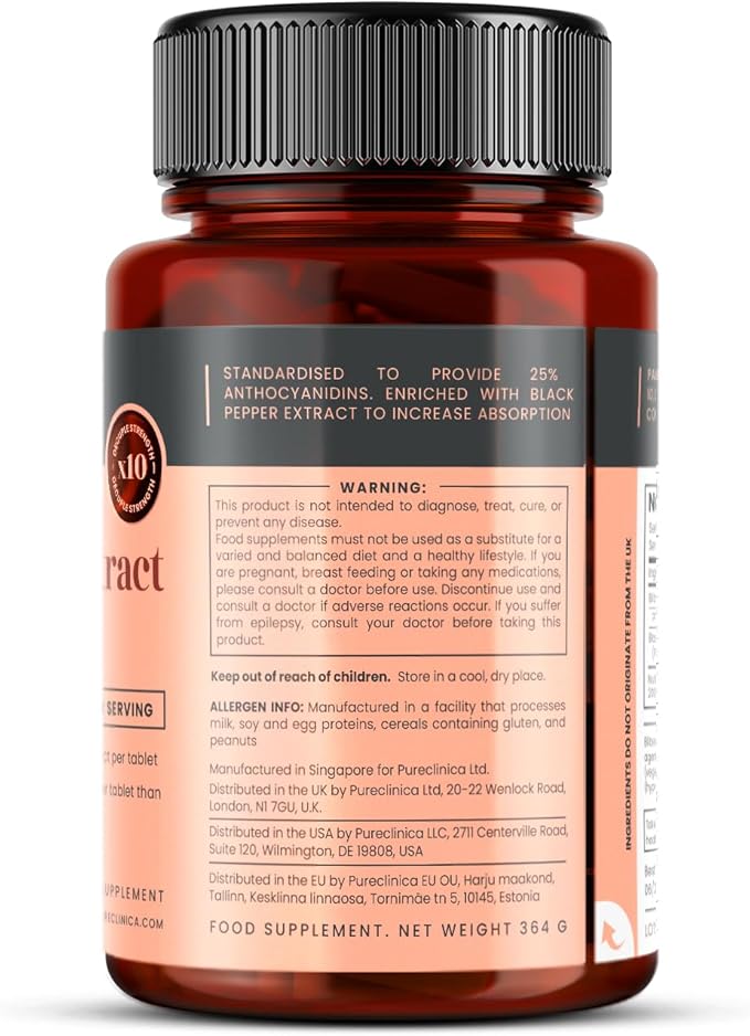 Bilberry Extract 10,000mg x 720 Tablets (4 Bottles) - 10 X More anthocyanidins per Tablet Than Most Others