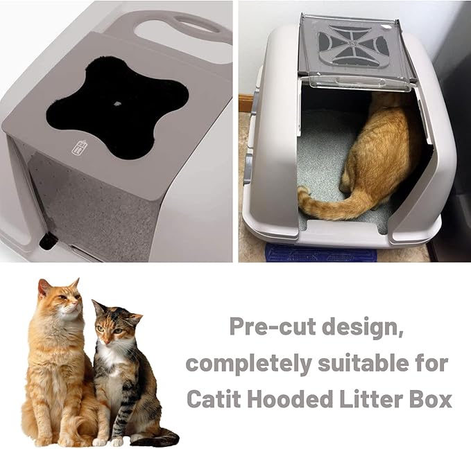 Cat Litter Box Replacement Filters Compatible with Catit Hooded Litter Box – Pre-Cut Activated Charcoal Carbon Air Purifier