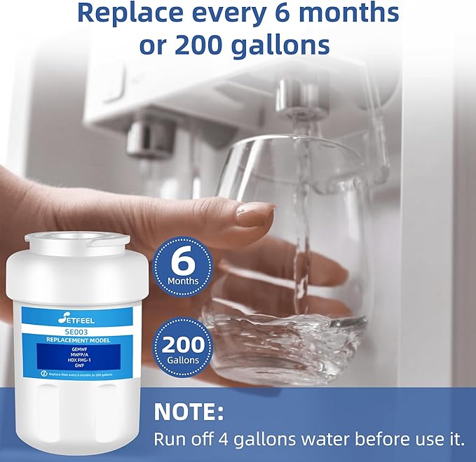 Refrigerator Water Filter Replacement for GE Smart Water M-W-F fmg-1, Gse25gshecss, 197D6321P006, Gsh25jsddss, GSHS6HGDBCSS, Gshs6lgbbhss, Gse25hmhbhes 3-Pack