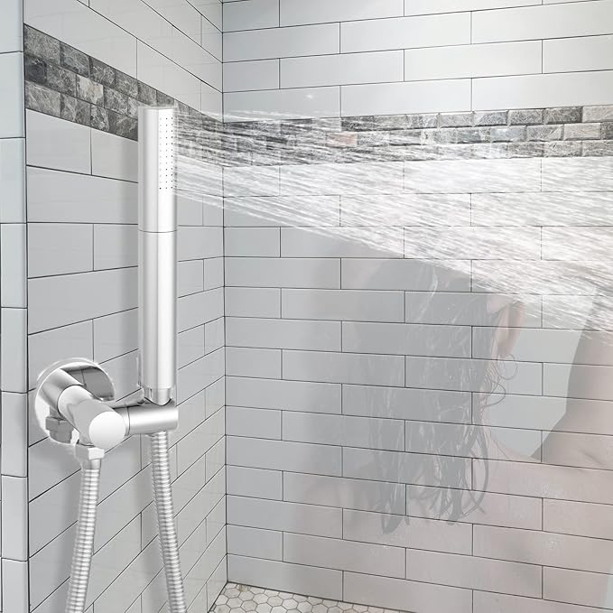 Chrome Handheld Shower Head Brass 2 In 1 Function High Pressure Hand Shower Wand 7 Inch Hand Held Shower Head High Flow Shower Head Sprayer with 59 Inch Hose, Bracket