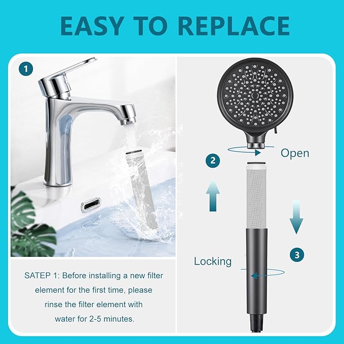 AWO 3 PACK Replacement Shower Filter Compatible with Cobbe Handheld Shower Head - 2.0 Carbon Showerhead Filter System,Water Softener Filters Beads for Hard Water Reduces Dry Itchy Skin,Remove Chlorine