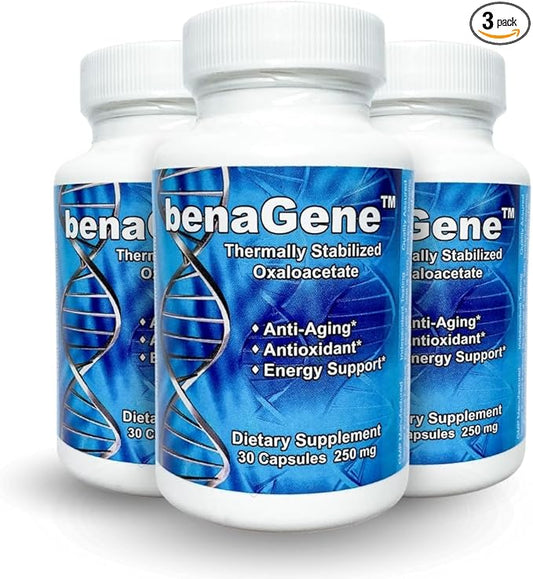 Benagene Oxaloacetate Supplement - Supports Cellular Energy, Healthy Metabolism, & Body Regulation - Thermally Stabilized with Vitamin C - Non-GMO & Vegan - Once Daily (90 Servings)