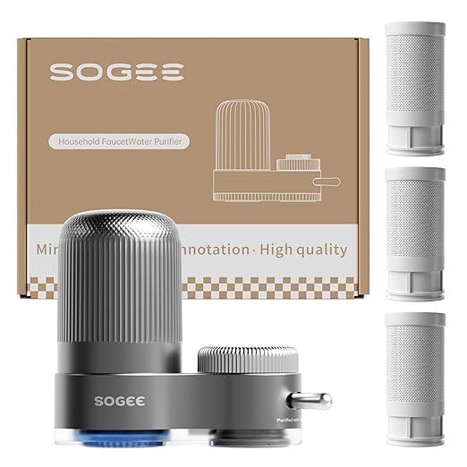 Water Filter for Sink Faucet,Faucet Mount Water Filter with Blue Light,NSF42 Reduces Chlorine,Bad Taste & Some Heavy Metals,Lasts Over 300 Gallons,Fits 15/16",13/15"& 3/4" Kitchen Faucets,3*Filter